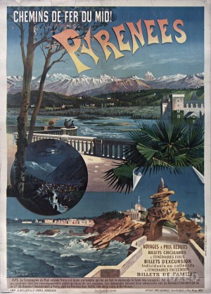 Chemins de fer du midi Pyrenees vintage poster